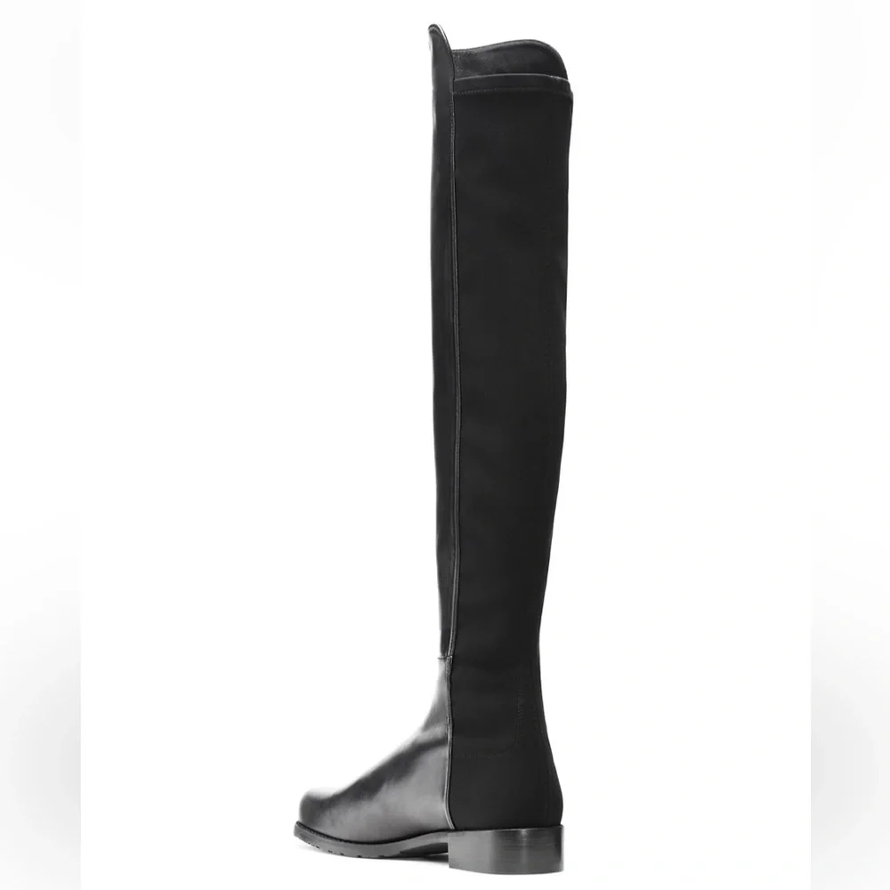 NWOT Stuart Weitzman 5050 Black Leather Over the knee boots Size 6 MSRP $795